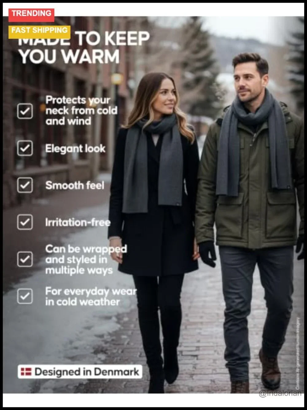 Merino Wool Scarf, Premium Quality Soft Winter Neckwear for Men Women